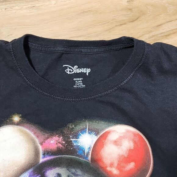 🔹️🔺️Disney Black Mickey Mouse Planet Short Sleeve Tshirt XLarge - Picture 4 of 8